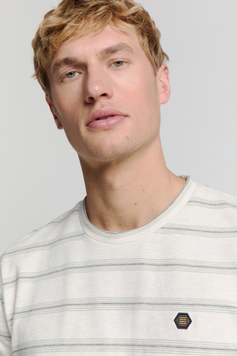 NO-EXCESS t-shirt crewneck jacquard stripe